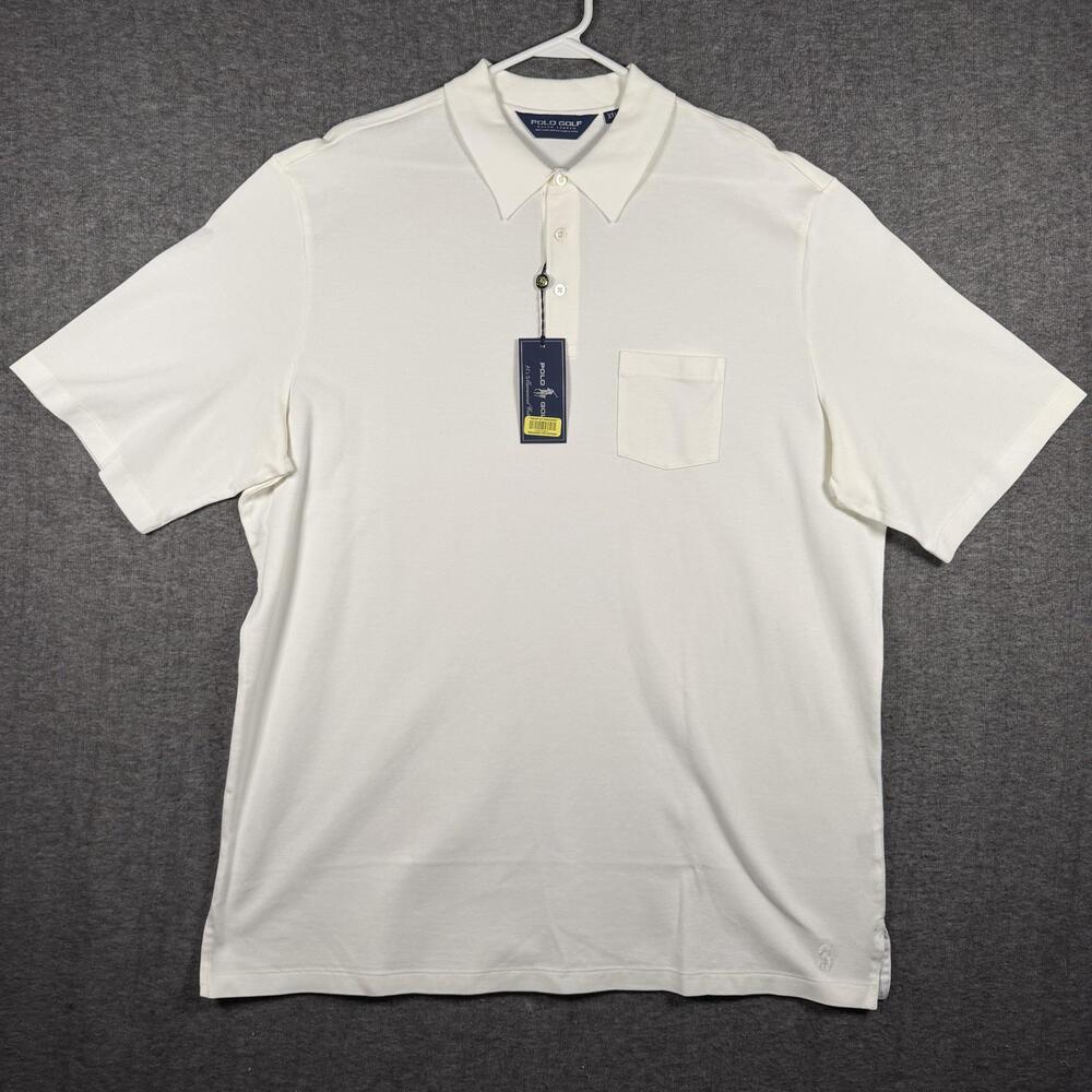 Polo Golf Ralph Lauren Polo Shirt Mens 2XL White Pima Cotton Pocket Pony